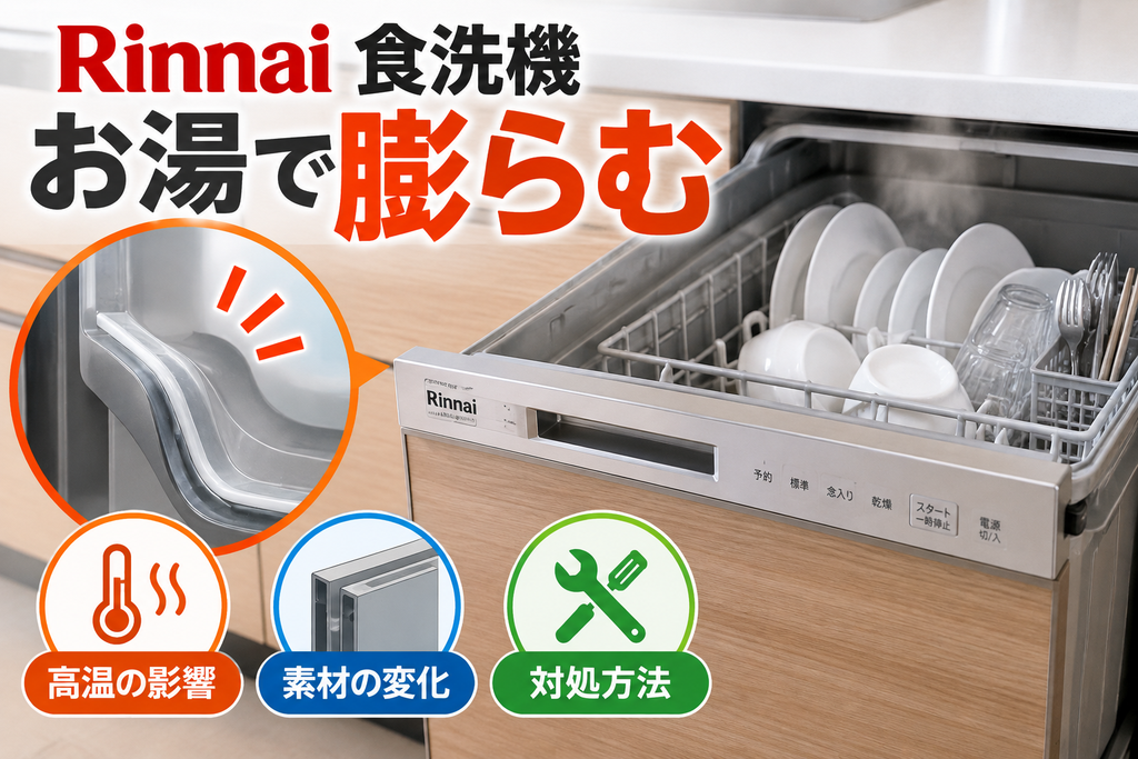 リンナイ食洗機でお湯が出ない・水温が上がらないときに、高温の影響や本体内部の状態、対処方法を確認するイメージ画像